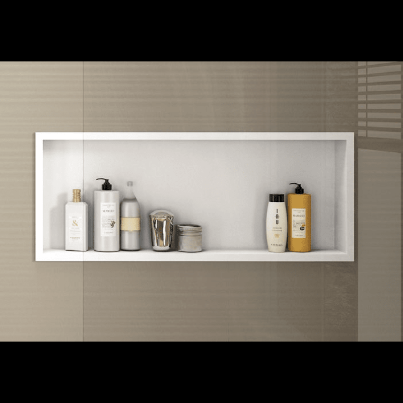 Wandnische Dusche CLARIS, einbaubare Duschablage weiß