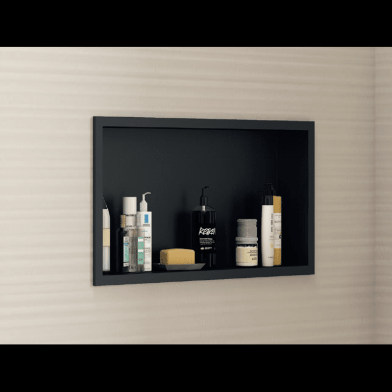 Wandnische Dusche CLARIS, einbaubare Duschablage schwarz
