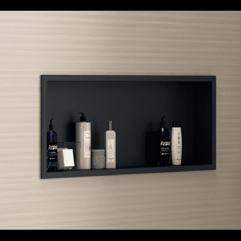 Wandnische Dusche CLARIS, einbaubare Duschablage schwarz