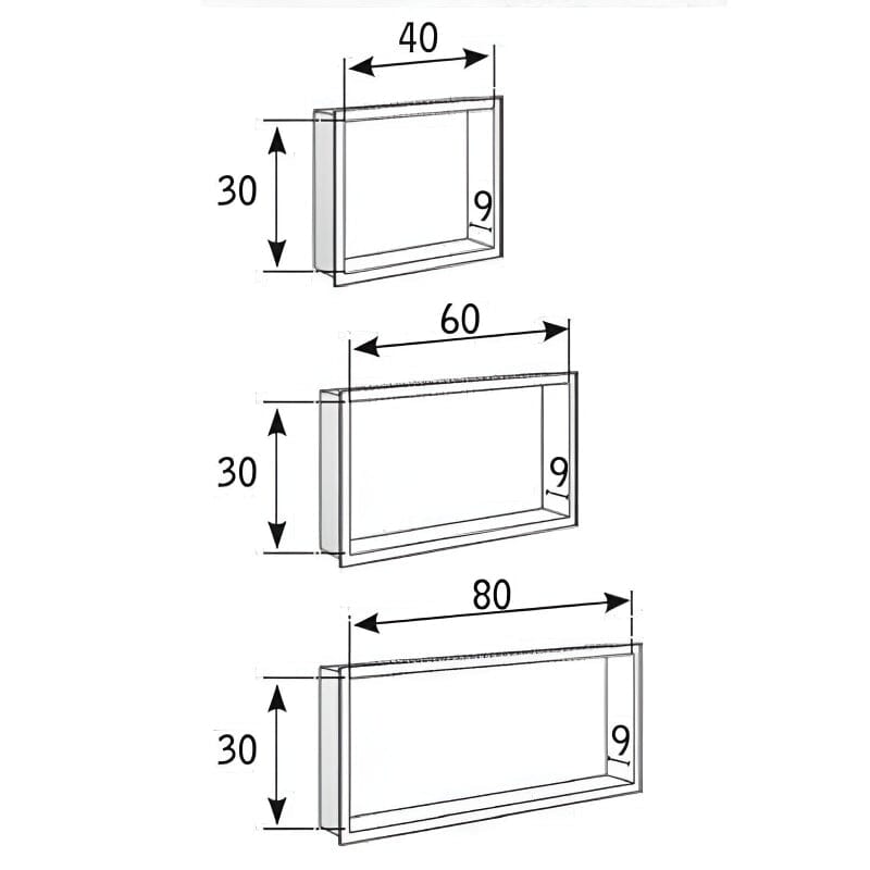 Wandnische Dusche CLARIS, einbaubare Duschablage schwarz