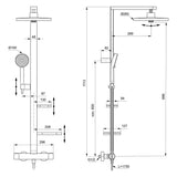 Ideal Standard Alu+ Duschsystem mit Ceratherm Brausethermostat, 2 Ablagen, 2-Funktions-Handbrause und 2-Funktions-Kopfbrause