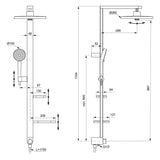 Ideal Standard Alu+ Duschsystem ohne Armatur, mit 2 Ablagen, 2-Funktions-Handbrause und 2-Funktions-Kopfbrause