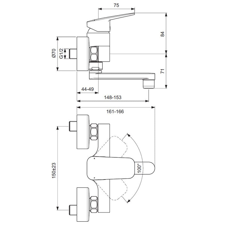 Ideal Standard Ceraplan Wand-Waschtischarmatur Aufputz