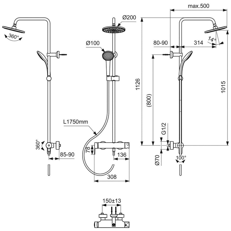 Ideal Standard Cerafine O Duschsystem Aufputz