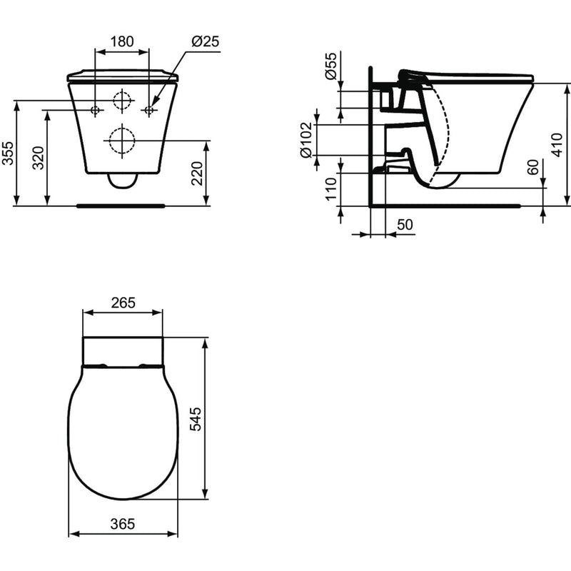 Ideal Standard Connect Air Wandtiefspül-WC AquaBlade