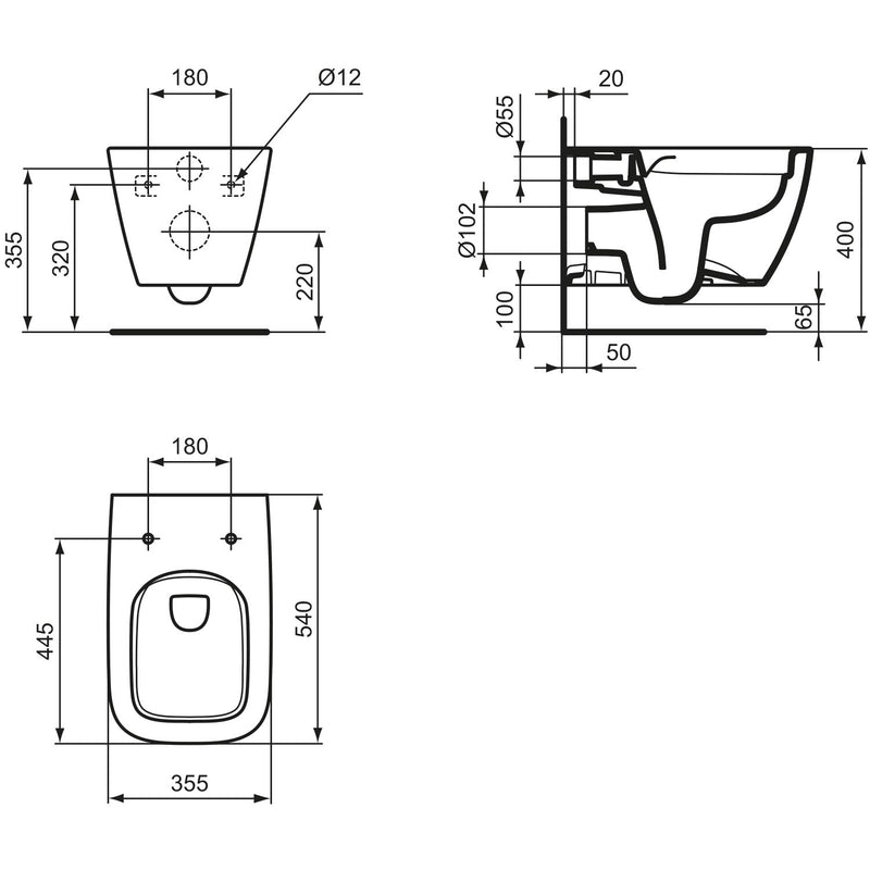 Ideal Standard i.life B Wandtiefspül-WC ohne Spülrand