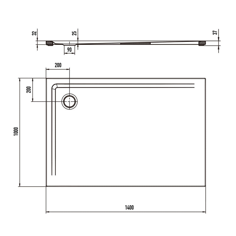 Kaldewei SUPERPLAN 1860-5 Duschwanne 100 x 140 cm, inkl. Wannenträger extraflach