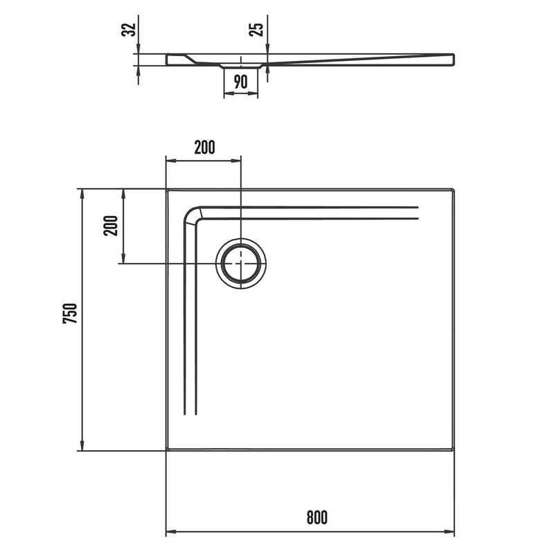 Kaldewei SUPERPLAN 1832-1 Duschwanne 75 x 80 cm