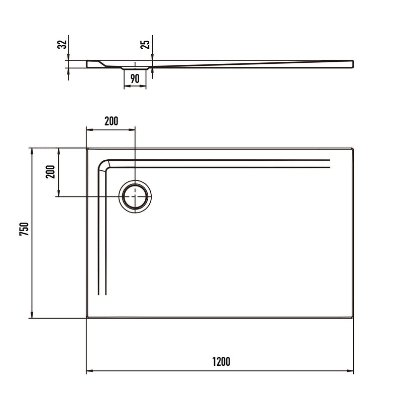 Kaldewei SUPERPLAN 1835-1 Duschwanne 75 x 120 cm