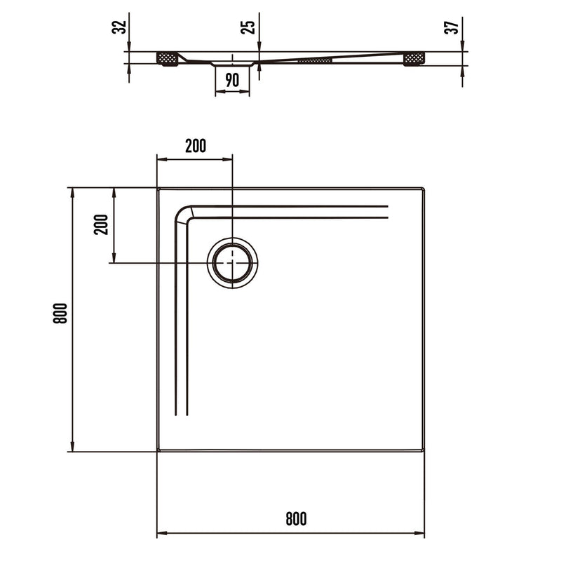 Kaldewei SUPERPLAN 1831-5 Duschwanne 80 x 80 cm, inkl. Wannenträger extraflach