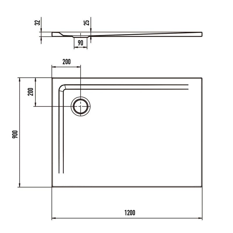 Kaldewei SUPERPLAN 1851-1 Duschwanne 90 x 120 cm