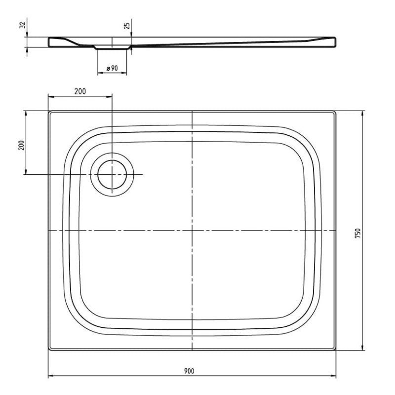 Kaldewei SUPERPLAN CLASSIC 387-1 Duschwanne 75 x 90 cm