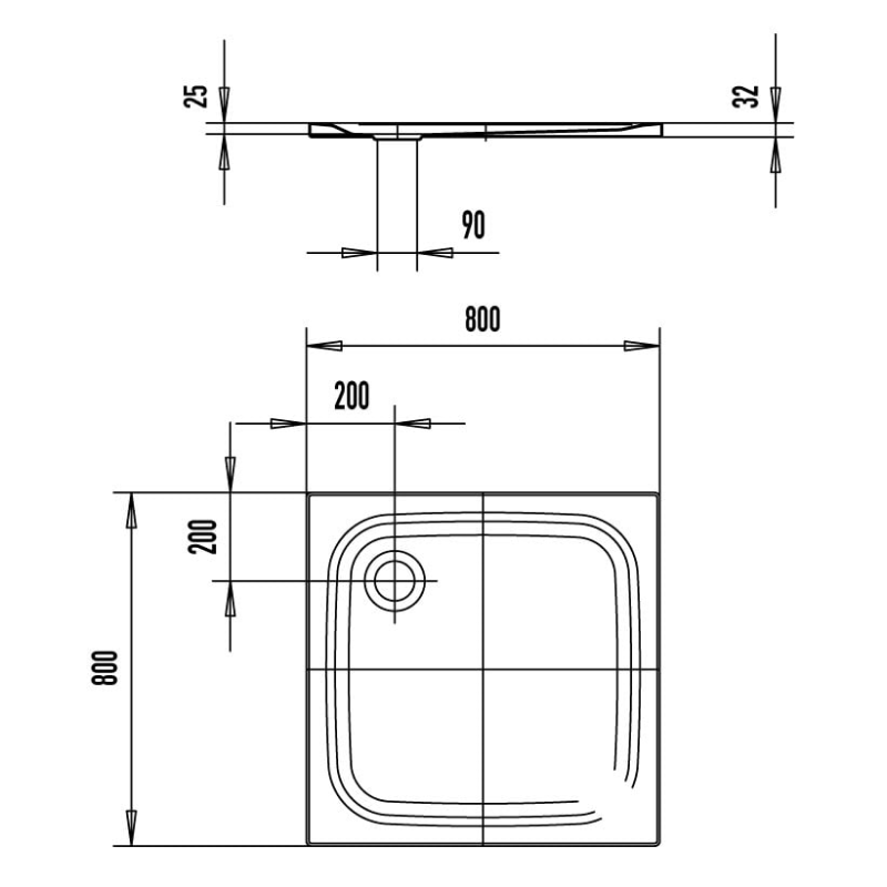 Kaldewei SUPERPLAN CLASSIC 386-1 Duschwanne 80 x 80 cm