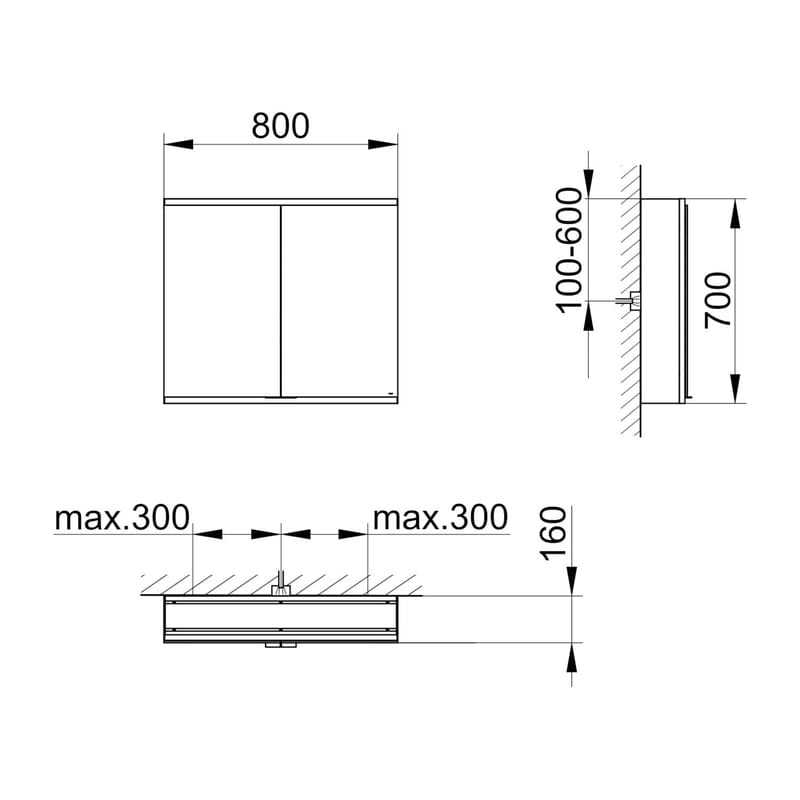 Keuco Royal P94 Aufputz-Spiegelschrank 2-türig 80 x 16 cm, mit LED-Beleuchtung