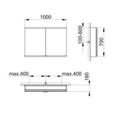 Keuco Royal P94 Aufputz-Spiegelschrank 2-türig 100 x 16 cm, mit LED-Beleuchtung