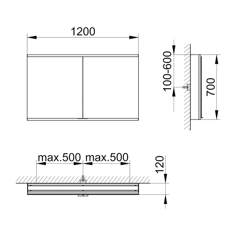 Keuco Royal P94 Aufputz-Spiegelschrank 2-türig 120 x 12 cm, mit LED-Beleuchtung