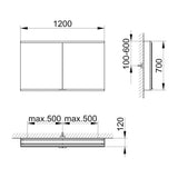 Keuco Royal P94 Aufputz-Spiegelschrank 2-türig 120 x 12 cm, mit LED-Beleuchtung