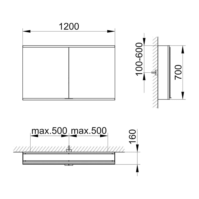 Keuco Royal P94 Aufputz-Spiegelschrank 2-türig 120 x 16 cm, mit LED-Beleuchtung