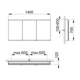 Keuco Royal P94 Aufputz-Spiegelschrank 3-türig 140 x 12 cm, mit LED-Beleuchtung