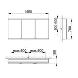 Keuco Royal P94 Aufputz-Spiegelschrank 3-türig 140 x 16 cm, mit LED-Beleuchtung