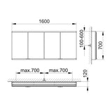 Keuco Royal P94 Aufputz-Spiegelschrank 4-türig 160 x 12 cm, mit LED-Beleuchtung