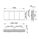 Keuco Royal P94 Unterputz-Spiegelschrank 4-türig 160 x 14,7 cm, mit LED-Beleuchtung