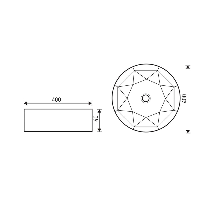 Rundes Aufsatzwaschbecken aus Keramik ELYNA mit innen diamantförmigem Design