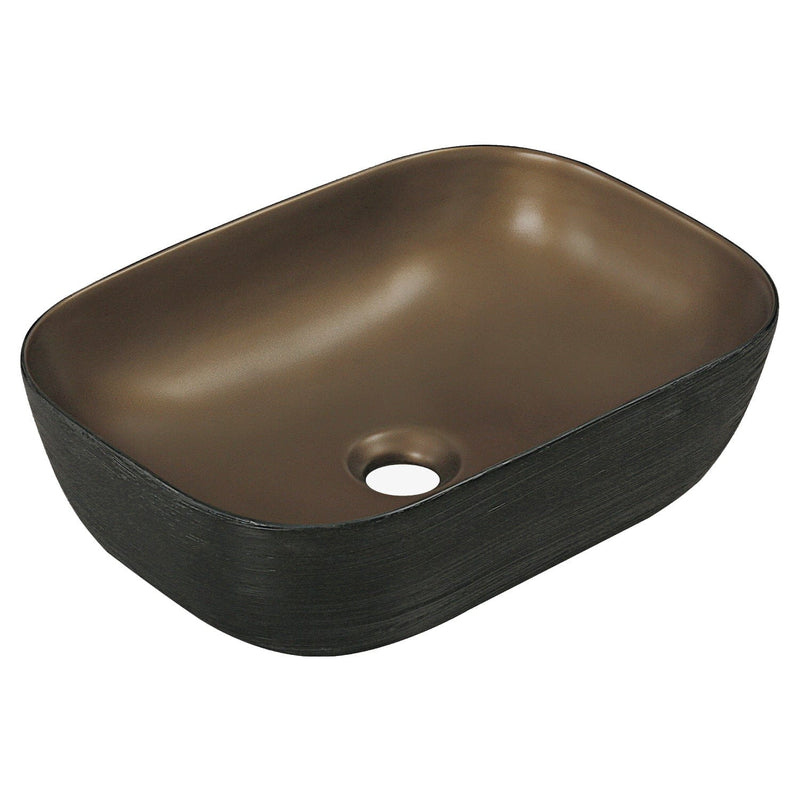 Rechteckiges Aufsatzwaschbecken aus Keramik ORIANA, Braun und Schwarz