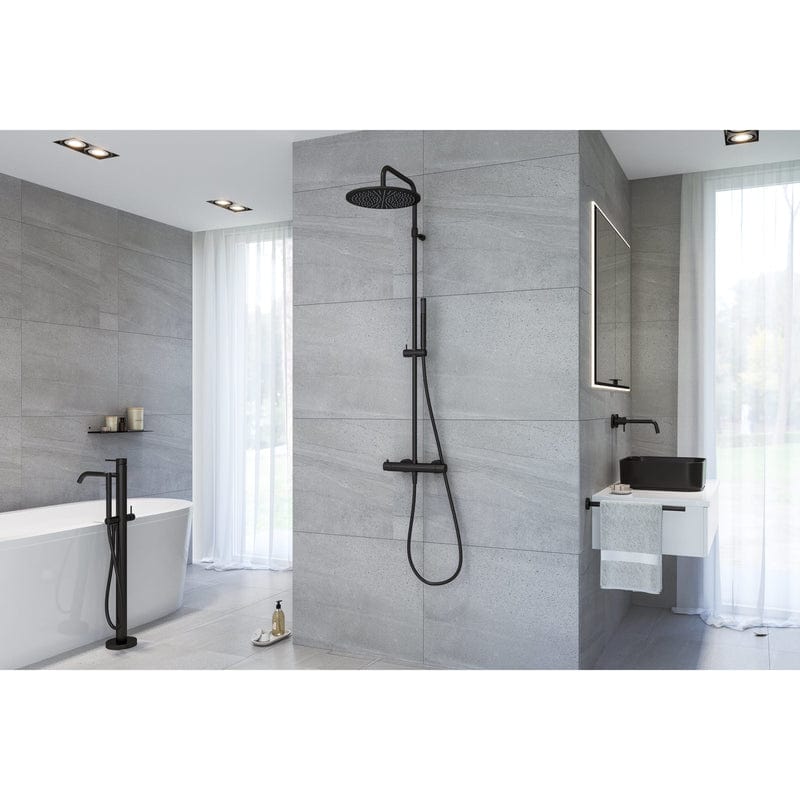 Kronenbach Lima 2.0 Black Duschsystem mit Thermostat, Brause Ø 30 cm