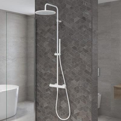 Kronenbach Lima 2.0 White Duschsystem mit Thermostat, Brause Ø 30 cm