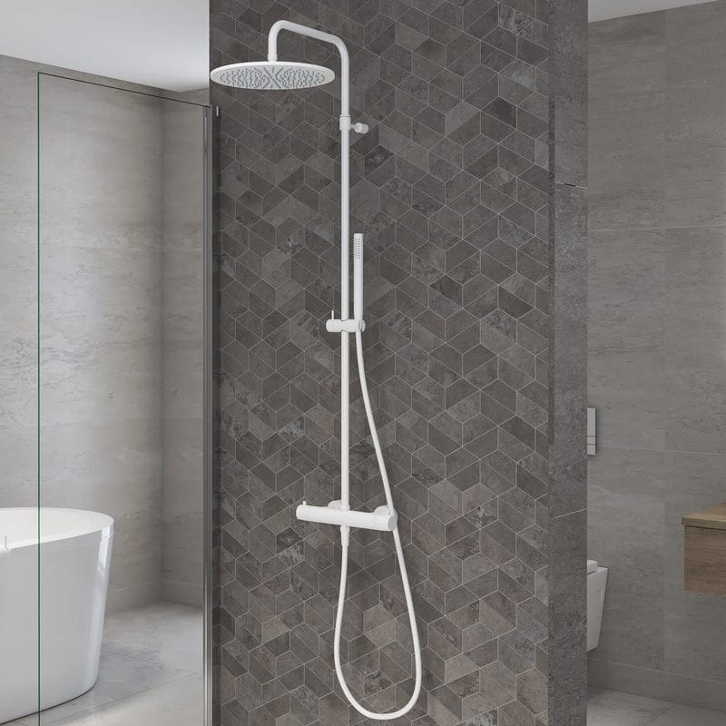 Kronenbach Lima 2.0 White Duschsystem mit Thermostat, Brause Ø 30 cm