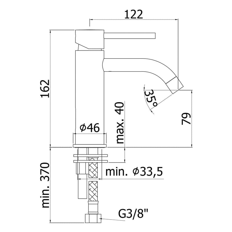 Kronenbach Lima 2.0 Black Waschtischeinhebelmischer ohne Ablaufgarnitur