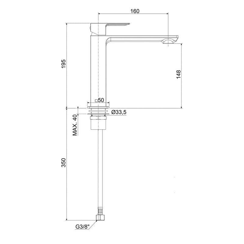 Kronenbach Quara 3.0 XL-Size Waschtisch-Einhebelmischer ohne Ablaufgarnitur