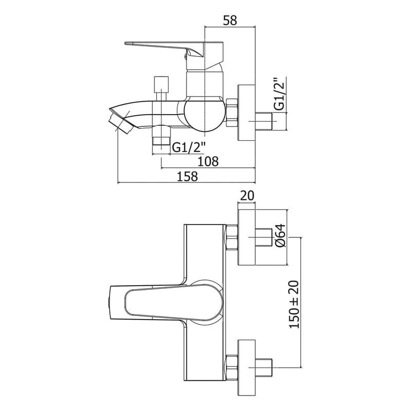 Kronenbach Radia 3.0 AP Bade-Einhebelmischer mit Brauseset
