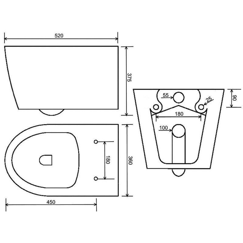 Kronenbach Tube Wand-WC-Set spülrandlos inkl. WC-Sitz wrapover