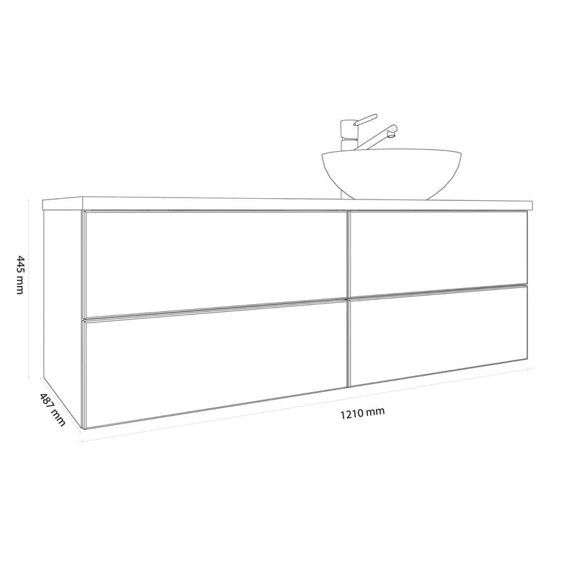 Kronenbach Cube Waschtischkonsole 121 cm mit 4 Auszügen und TIP-ON