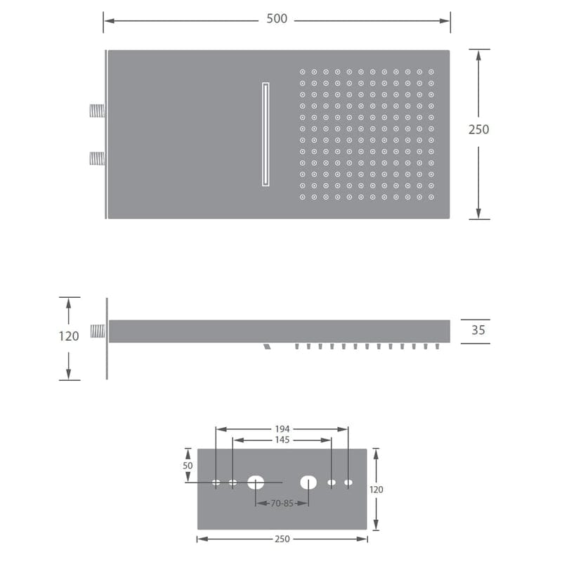 Kronenbach SPA Kopfbrause 50 x 25 cm mit 2 Strahlarten
