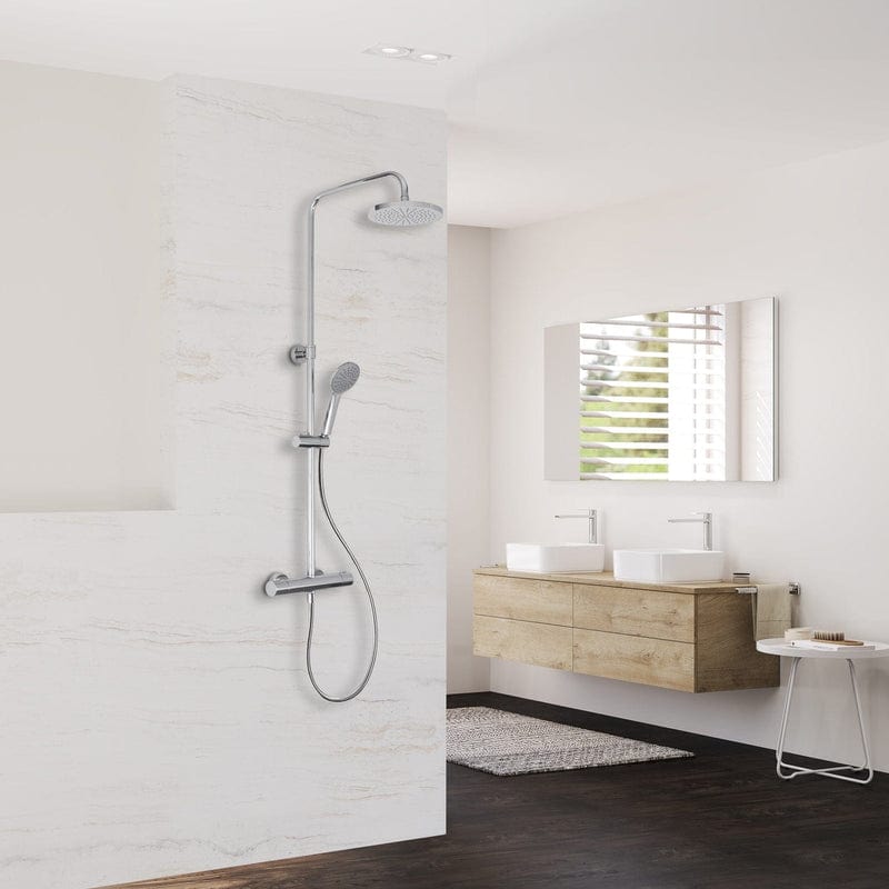 Kronenbach Aufputz-Duschsystem rund mit Thermostat und Kopfbrause Ø 20cm