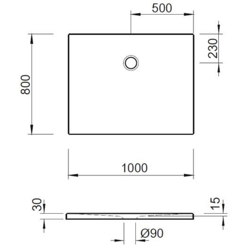 Kronenbach Cube Mineralguss-Duschwanne 100 x 80 cm