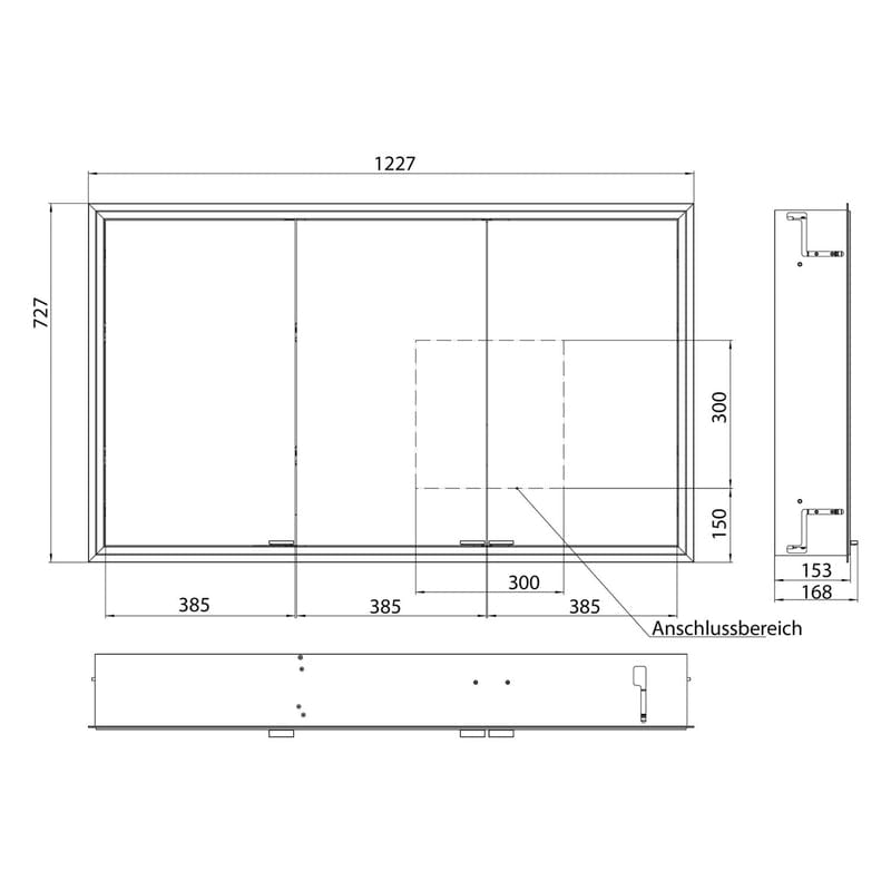 Kronenbach Cube 2.0 Spiegelschrank 120 cm, Unterputz, 3-türig