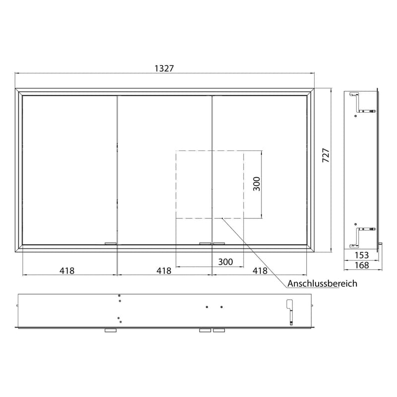 Kronenbach Cube 2.0 Spiegelschrank 130 cm, Unterputz, 3-türig