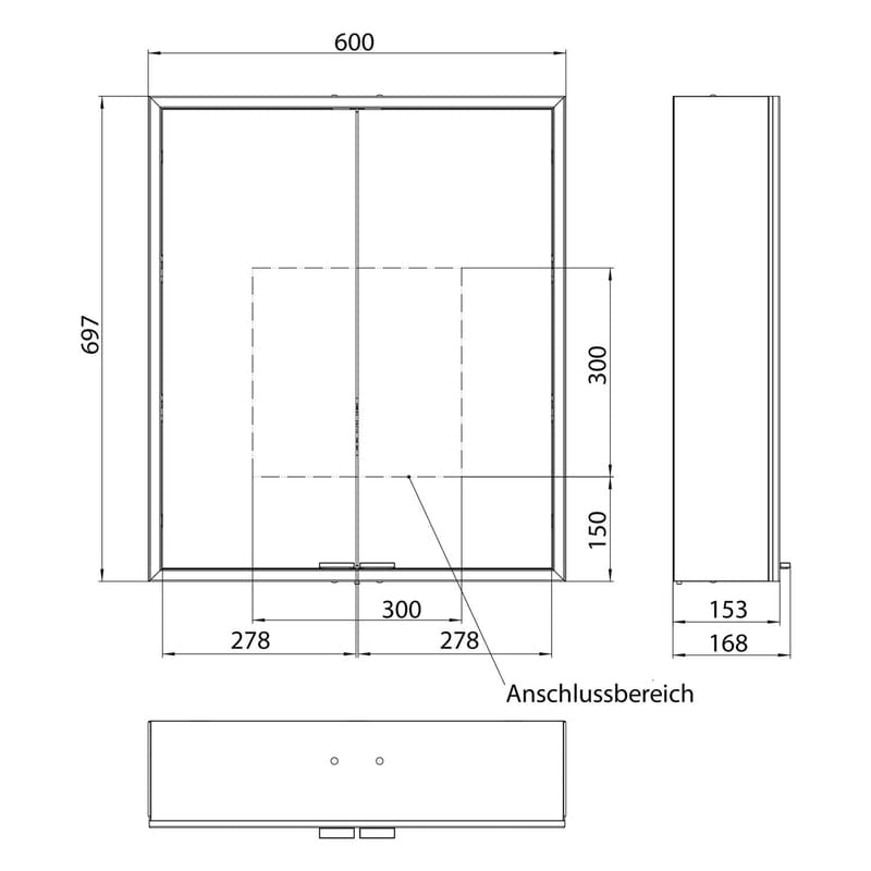 Kronenbach Cube 2.0 Spiegelschrank 60 cm, Aufputz, 2-türig