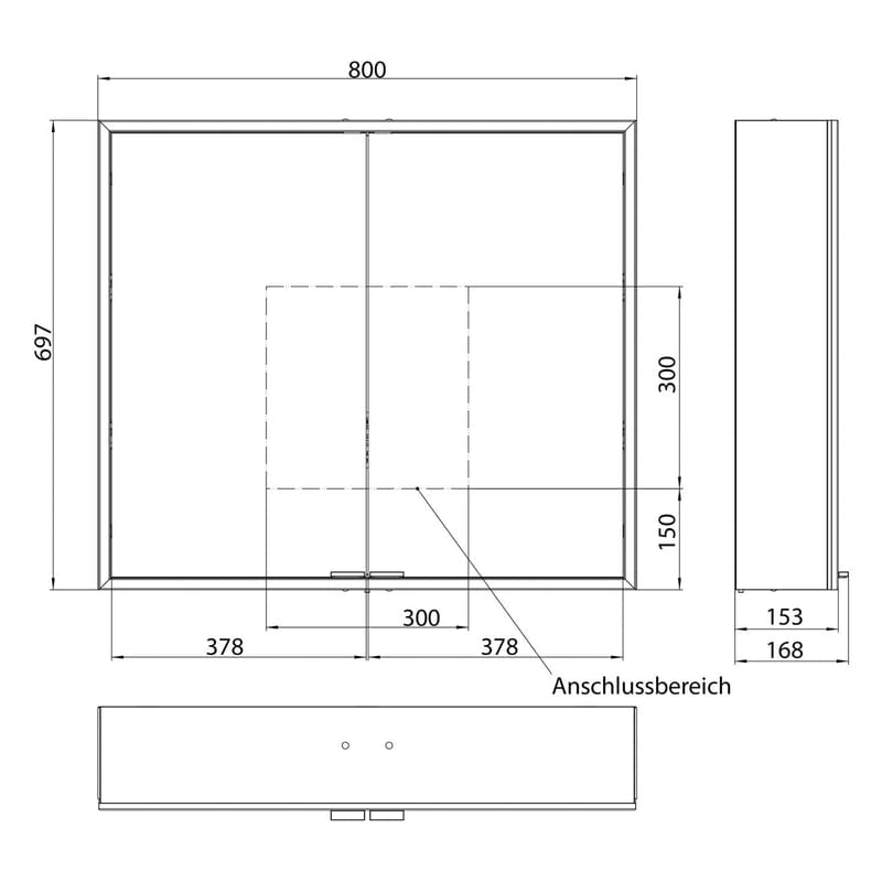 Kronenbach Cube 2.0 Spiegelschrank 80 cm, Aufputz, 2-türig