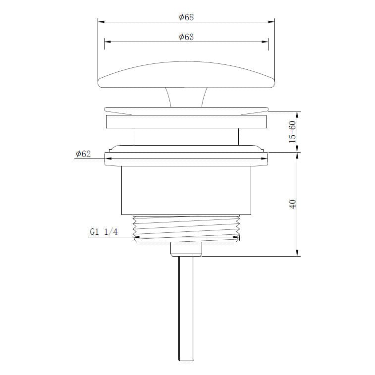 Kronenbach Ablaufventil Schaftventil rund, kurz, keramische Abdeckung