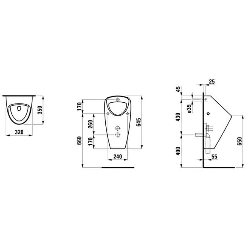 LAUFEN Caprino PLUS Spülrandloses Absaugeurinal, vandalensicher