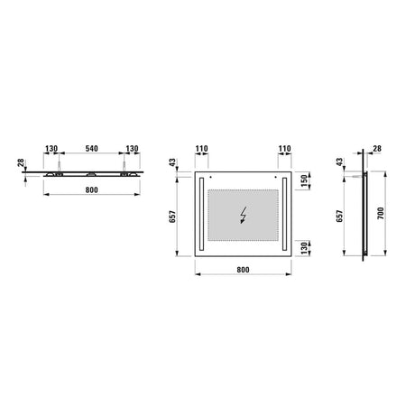 LAUFEN LANI Lichtspiegel 80 cm mit 2 vertikal integrierten LED-Lichtelementen