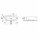 LAUFEN Pro Eck-Badewanne 180 x 80 cm Version rechts aus Marbond