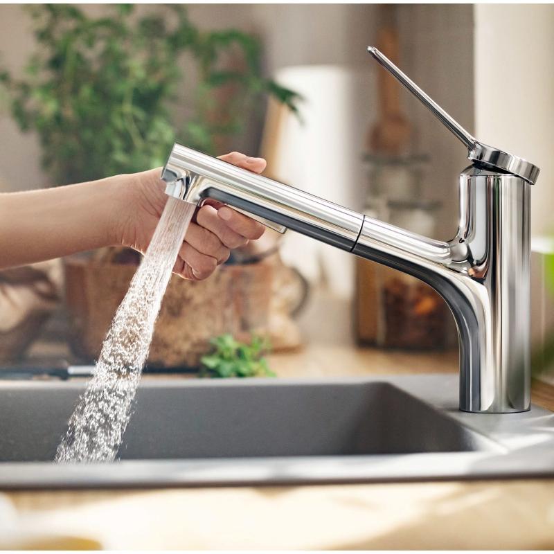 hansgrohe Zesis M33 Einhebel-Küchenarmatur 150, Eco, Ausziehbrause, 2 Strahlarten