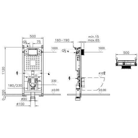 pianura EASYPro Unterputz-Spülkasten 112cm für Wand-WC