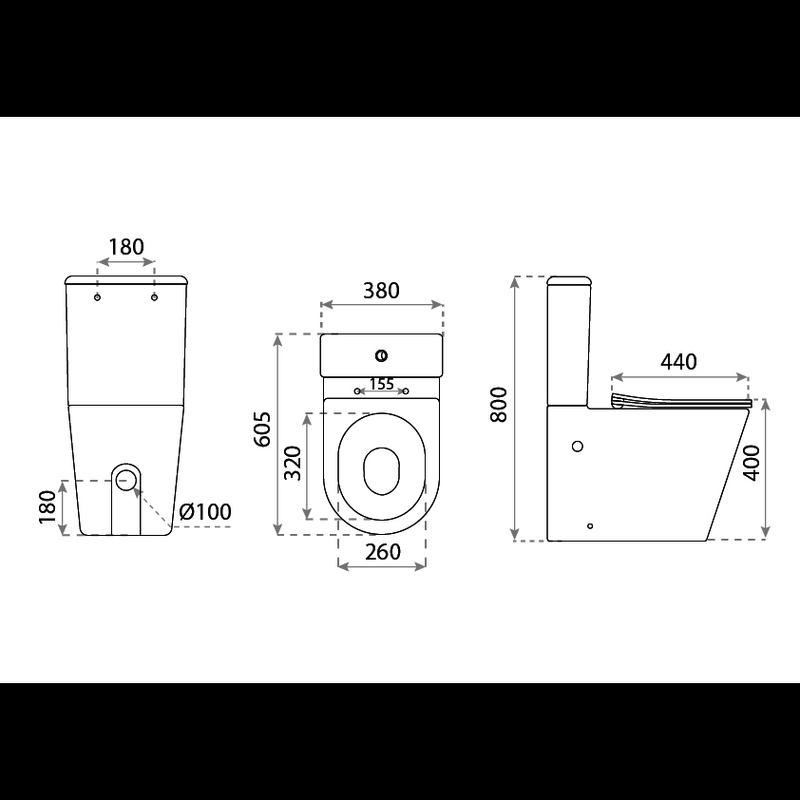 Modernes Stand-WC, Keramik, NEPTUNE BLACK, niedriger Spülkasten